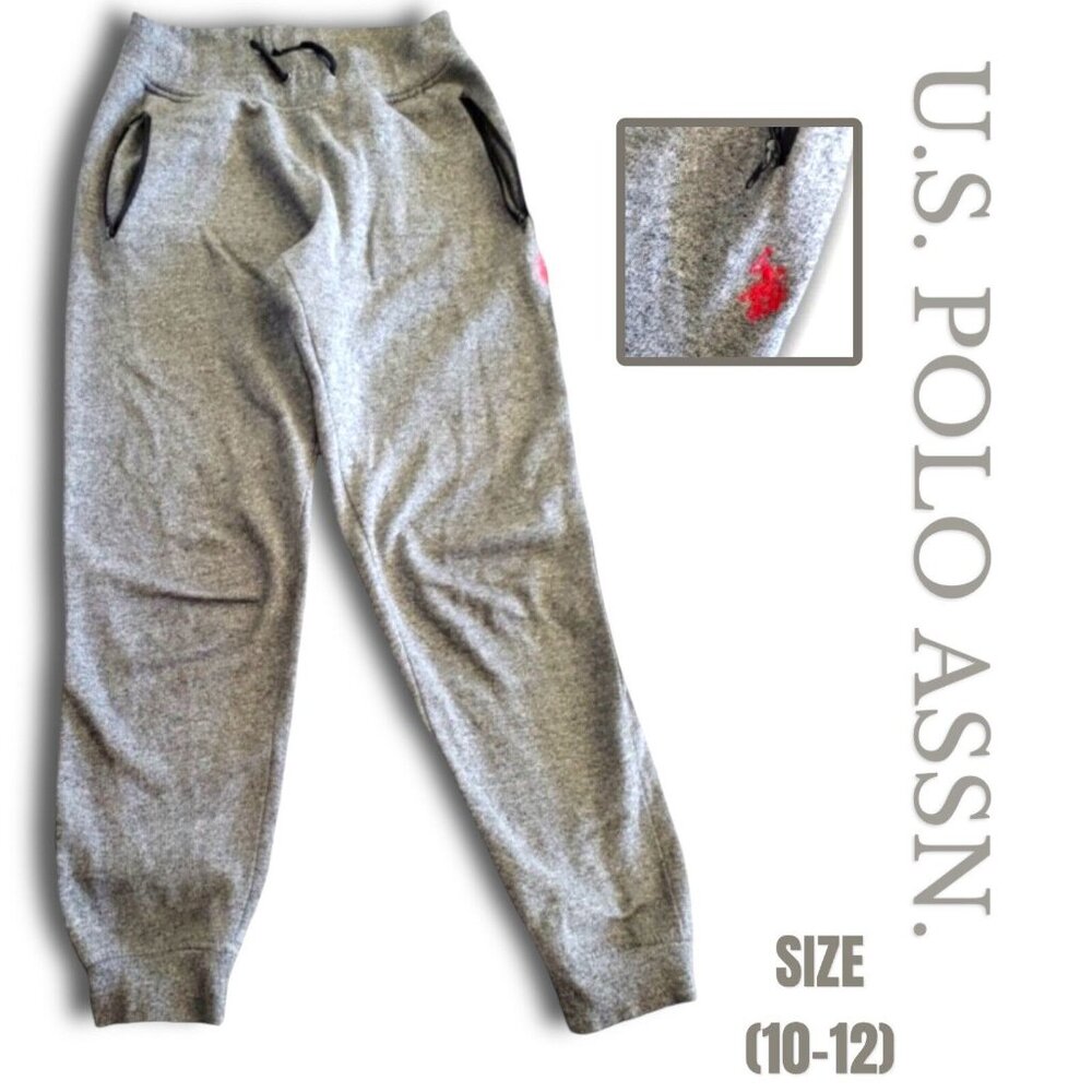 Girls US Polo Association Sweats Pants, Gray 10/12